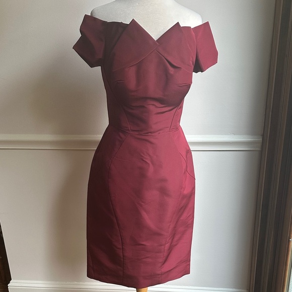 Zac Posen Strapless Dress in Deep Red Burgundy Size 6 NWT
